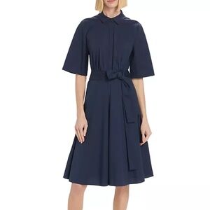 Kobi Halporen Tiffany Cotton Poplin Shirt Dress in Midnight Blue SZ L NEW